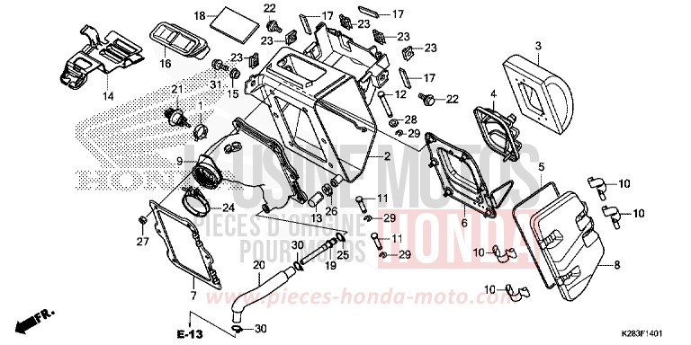 FILTRE A AIR (CRF125F/FB K) de CRF125F "Petites Roues" EXTREME RED (R292) 2019
